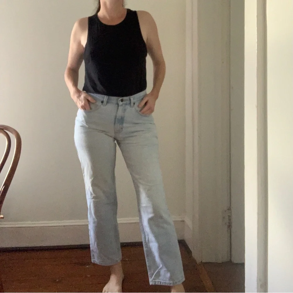 Vintage 90’s Lee Jeans High Waisted Straight Leg Light Wash Sz 29/30 - Picture 3 of 12